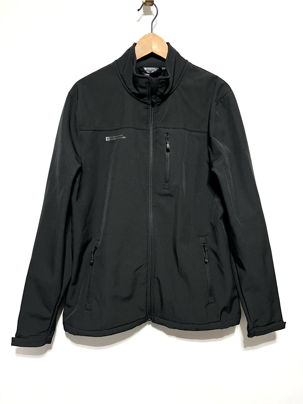 Mountain Warehouse Black Softshell Fleece Lined Water Resistant Jacket Large